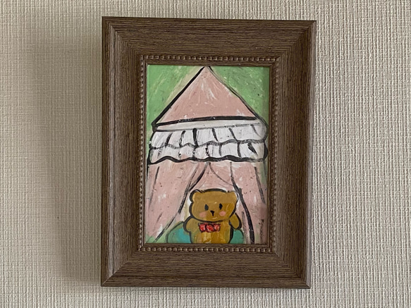 絵画。原画【クリスマスを迎えて可愛い熊ちゃん】 絵画。原画【ピンクのテントの中のかわいい熊ちゃん】 絵画