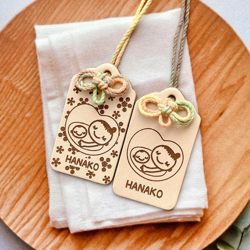 本革☆お守りマタニティマーク】裏面文字入れ無料｜安産祈願にぴったり