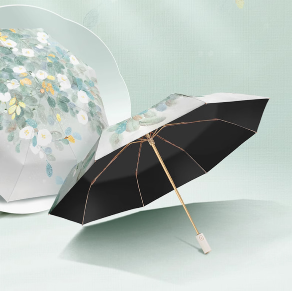 ☀晴雨兼用 ☂三つ折り ☂自動傘 ☂ 軽量傘 ☂花柄  日傘 雨傘 2枚目の画像