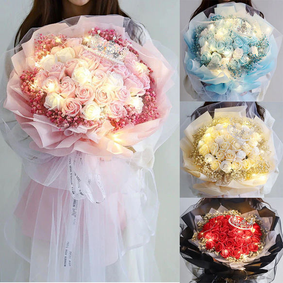 若者の大愛商品 母の日豪華33本/18本薔薇花束ソープフラワー誕生日結婚祝い卒業 フラワー・リース