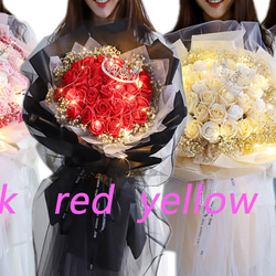 母の日豪華33本/18本薔薇花束ソープフラワー誕生日結婚祝い卒業式 プレゼントギフトシャレバラひまわり造花 6枚目の画像