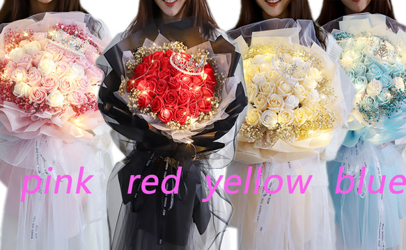 母の日豪華33本/18本薔薇花束ソープフラワー誕生日結婚祝い卒業式 プレゼントギフトシャレバラひまわり造花 6枚目の画像