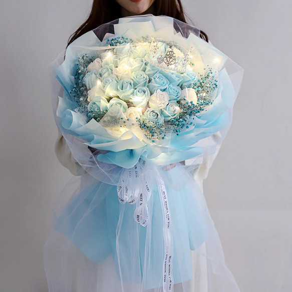 母の日豪華33本/18本薔薇花束ソープフラワー誕生日結婚祝い卒業式 プレゼントギフトシャレバラひまわり造花 2枚目の画像