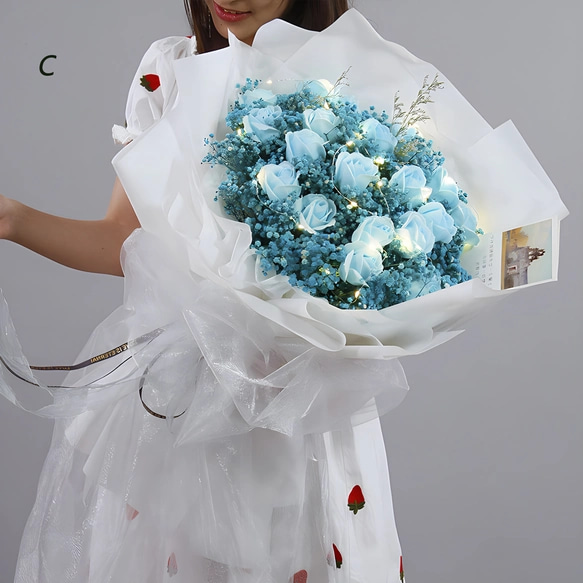 母の日豪華33本/18本薔薇花束ソープフラワー誕生日結婚祝い卒業式 プレゼントギフトシャレバラひまわり造花 9枚目の画像