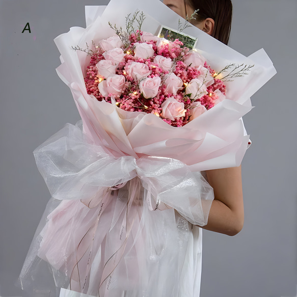 母の日豪華33本/18本薔薇花束ソープフラワー誕生日結婚祝い卒業式 プレゼントギフトシャレバラひまわり造花 7枚目の画像