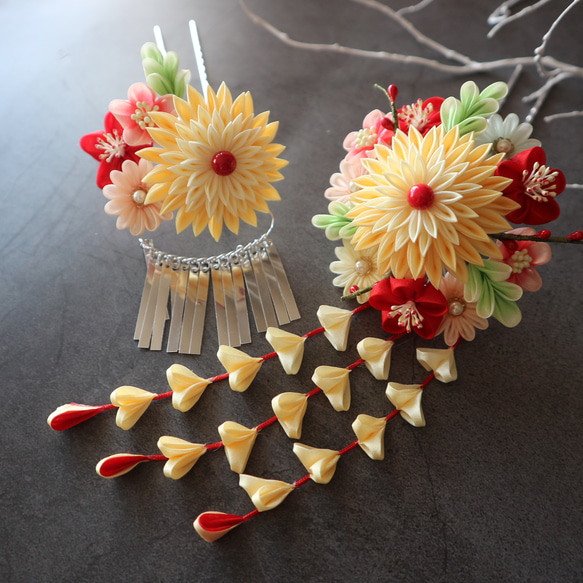 つまみ細工 七五三髪飾りセット 春乃陽 かんざし 七五三 十三