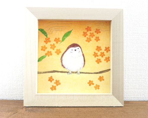 日本画 額付き　#日本画　#岩絵具　#額縁付き　#japan#インテリア 岩壁 冨士夫「白椿」日本画 落款 サイン入 共シール・8号 額装