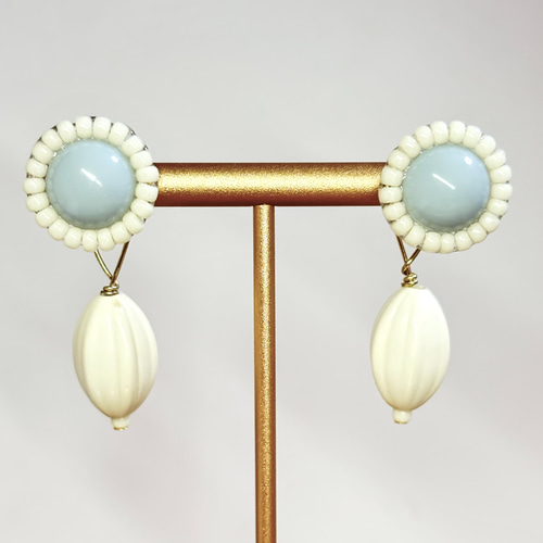 2way＊れとろドロップピアス(ブルーグレー)[fme-044] ピアス