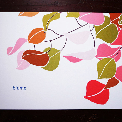 ナンキンハゼ】手作りイラスト 街路樹の葉のポストカード 2枚セット