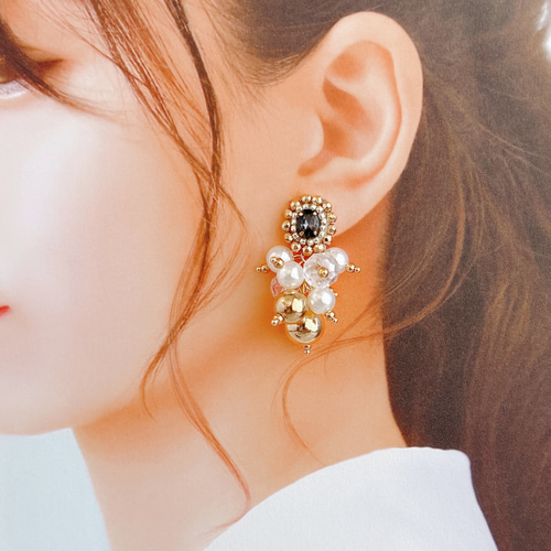 Amazon | パール チェーン 大ぶり ピアス ロング 揺れる
