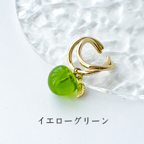 最大12%OFFクーポン 小さめ葉っぱ/青りんごのイヤーカフ/ピアスイヤリングok/green ピアス