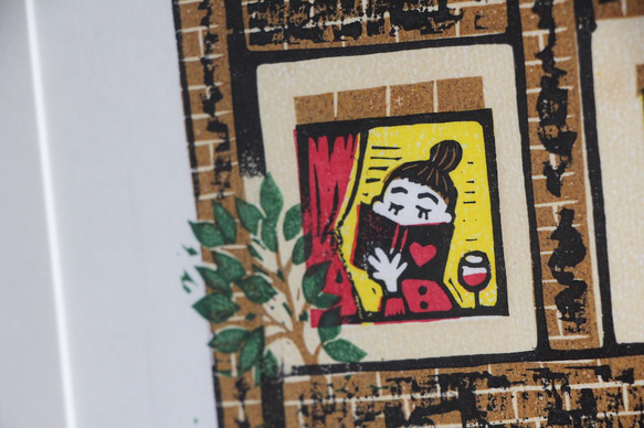 多色刷り版画作品　レトロマンション 4枚目の画像