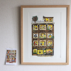 多色刷り版画作品　レトロマンション 3枚目の画像