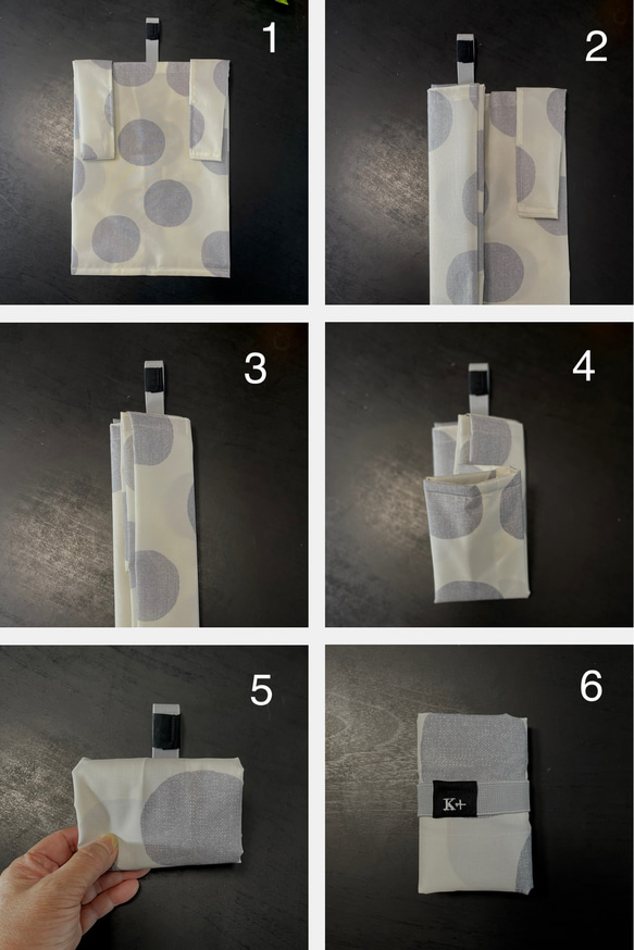 【受注製作】ミニエコバッグ★コンビニサイズ★コンパクトにたためる★ナイロン撥水加工★選べる2色★プレゼント 7枚目の画像