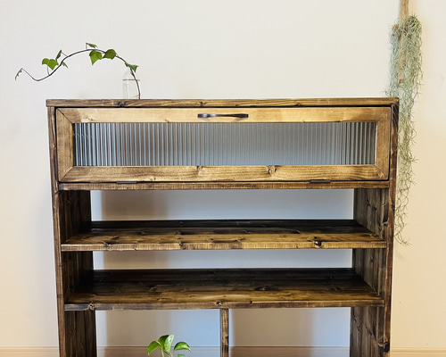 収納棚　ウッドチェスト　モールガラス 収納棚 ウッドチェスト ラック モールガラス