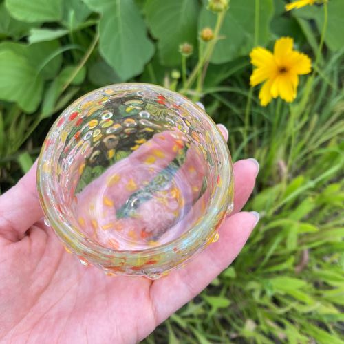 つぶつぶ ミモザ 吹きガラスのうつわ グラス 花瓶 デザートカップ