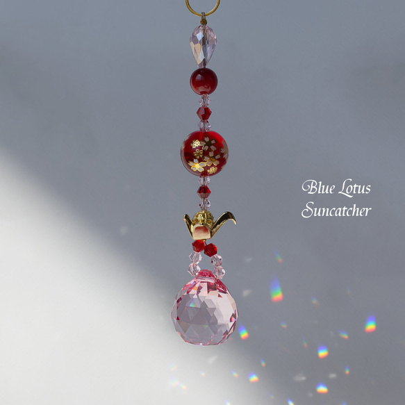 サンキャッチャー♡ハンドメイド「赤いお花のサンキャッチャー♥」 サンキャッチャー♡ハンドメイド「赤いお花のサンキャッチャー