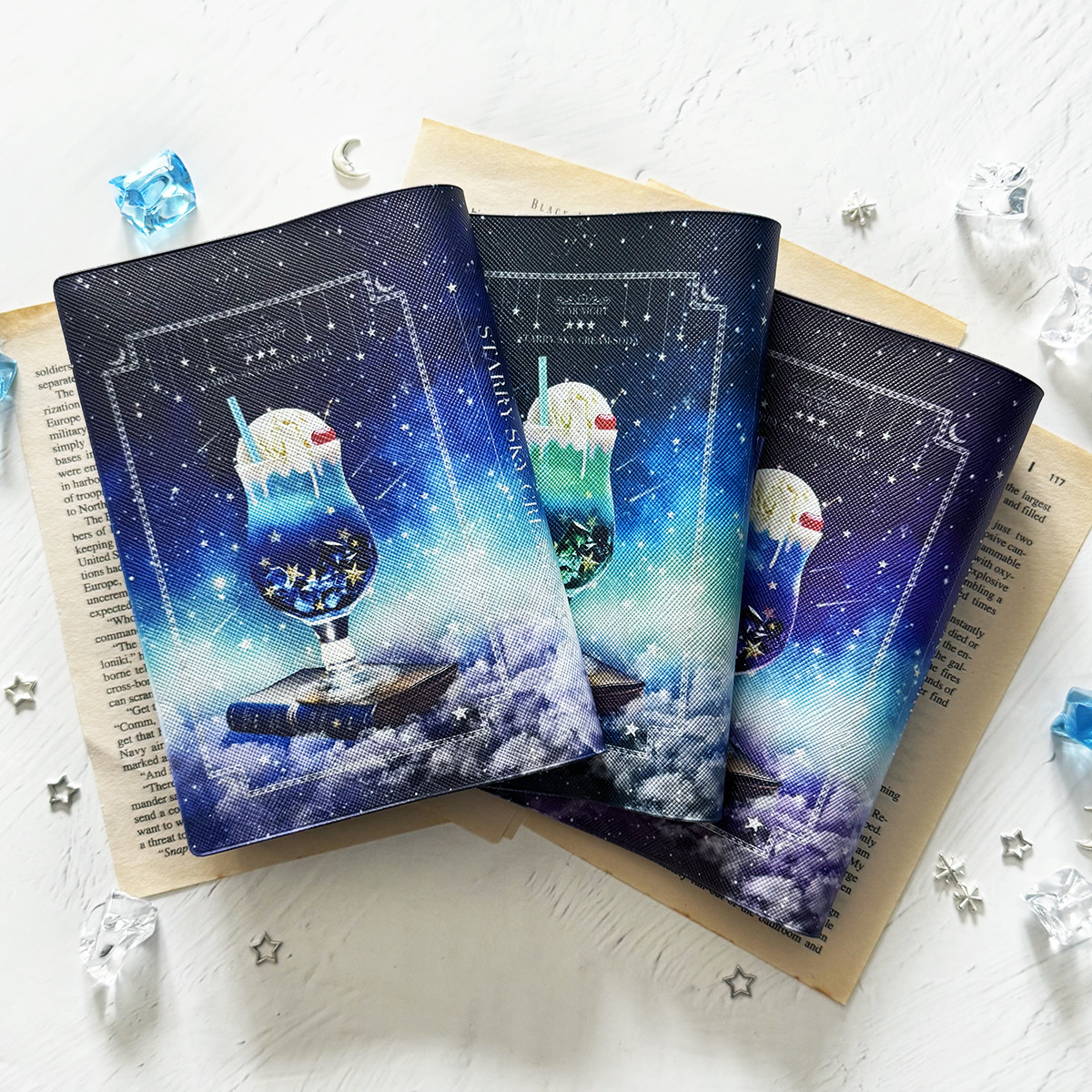 星の物語シリーズ星座完結編初日カバー6枚セット 星と銀河の宇宙柄 ブックカバー・手帳カバー（A6）ほぼ日手帳