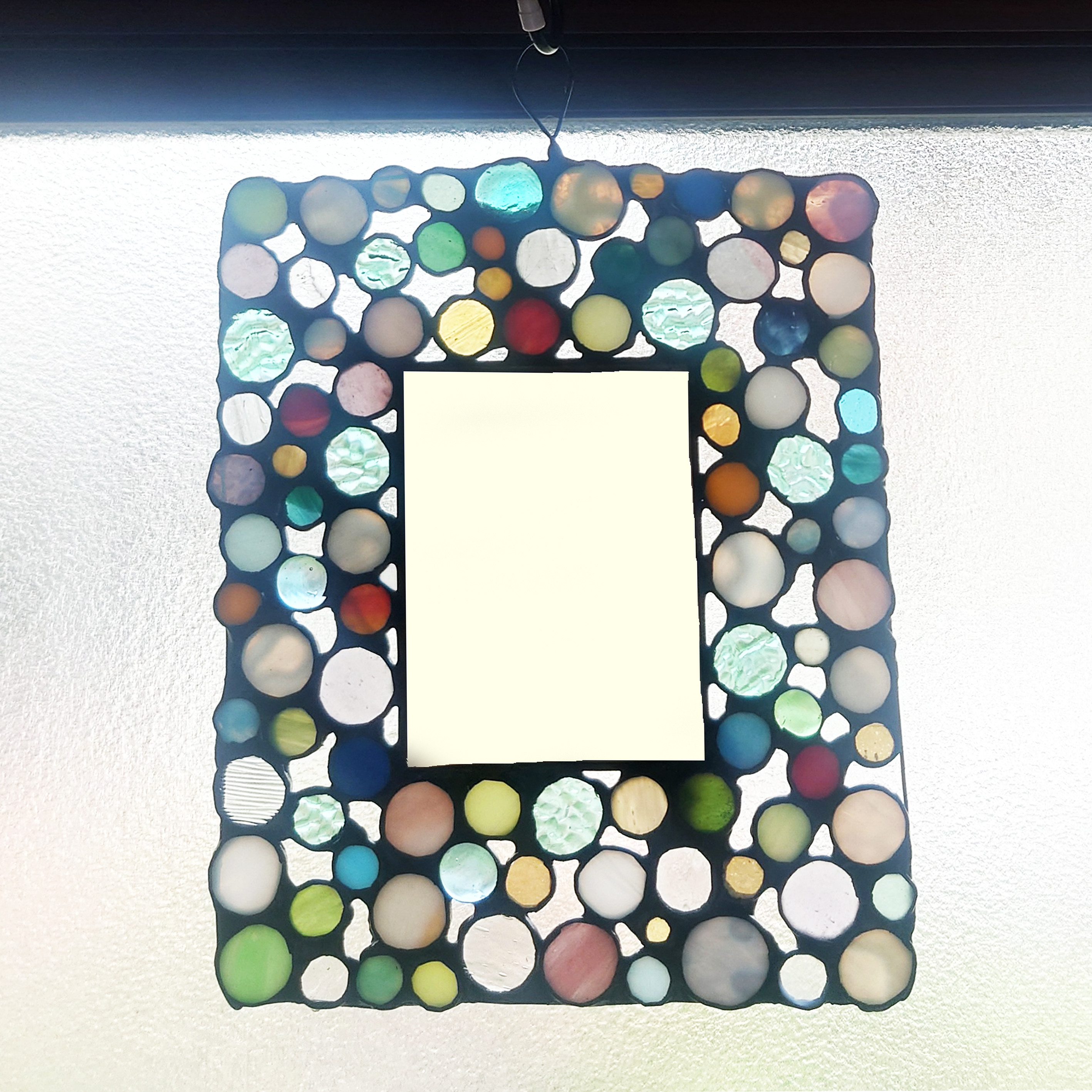 ガラスのかけらミラー《月花》ステンドグラス