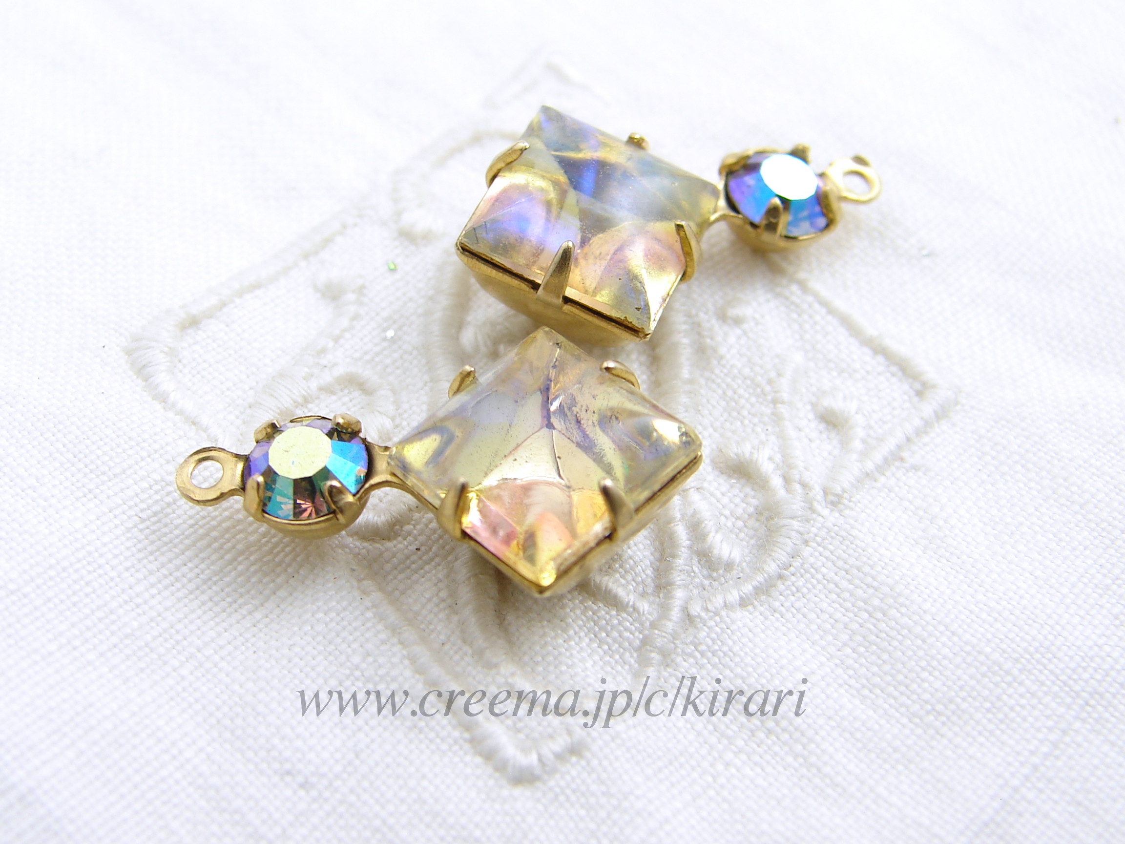 ヴィンテージラインストーン(2ヶ）~ Yellow Dragon's Breath