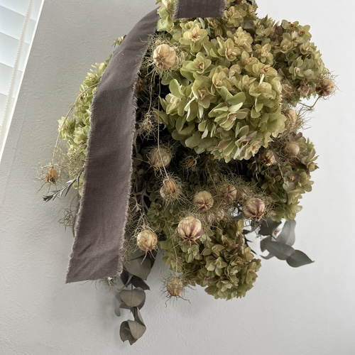 カシワバアジサイとユーカリのスワッグ専用 カシワバアジサイとユーカリのスワッグ専用 - フラワー・リース