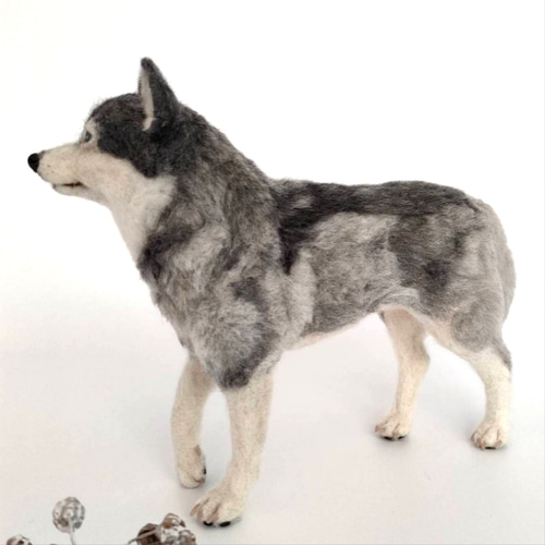 羊毛フェルト　シベリアンハスキー ハスキー シベリアンハスキー 羊毛フェルト | iichi 日々の暮らしを