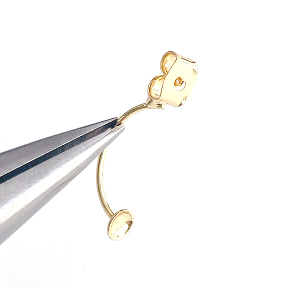 eje617 [4 件] 含約 4mm 碗，總長約 23mm 16KGP 黃金耳環 背扣金屬配件 第3張的照片