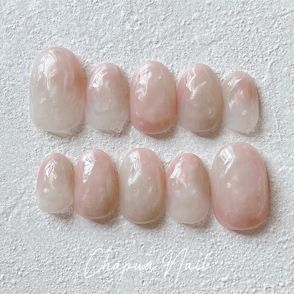 ネイルチップ ニュアンス シンプル ぷっくり うるうる 結婚式  