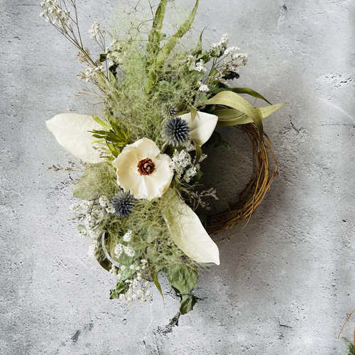 スモークツリーリースドライフラワーリース秋リースオータムリース冬リース