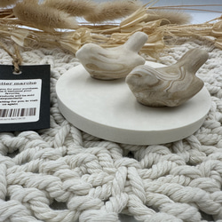 2点set スモールbabyバードオブジェ(ベージュマーブル) ///  ジェスモナイト 撮影小物 オブジェ 2枚目の画像