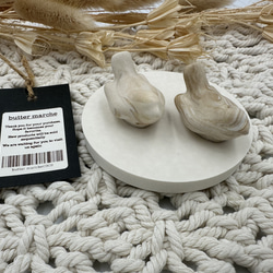 2点set スモールbabyバードオブジェ(ベージュマーブル) ///  ジェスモナイト 撮影小物 オブジェ 3枚目の画像