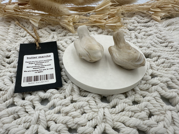 2点set スモールbabyバードオブジェ(ベージュマーブル) ///  ジェスモナイト 撮影小物 オブジェ 3枚目の画像