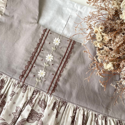 特別価格】【即納＊110size】マロリーバニラ＊花刺繍のワンピース 子供  