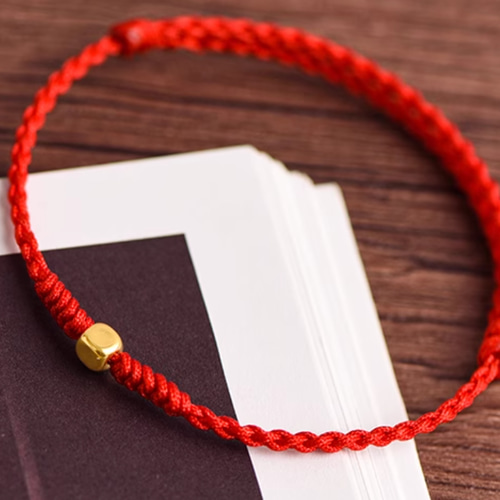 24K縁起物 運気UP赤い糸K24純金ブレスレット24金ゴールドブレスレット