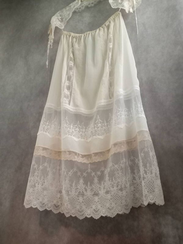 【24AWSK3】ヴィンテージスタイルシルクチュールレーススカート