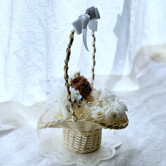 「これすごいね！」とゲストも喜ぶうちの子ウェルカムバスケット【オーダーメイド】世界で１つのウェディング まるで絵画のようなプリザーブドフラワーアレンジ　「フラワーフレーム　メヌエット」 ZY1427039600(10920円)