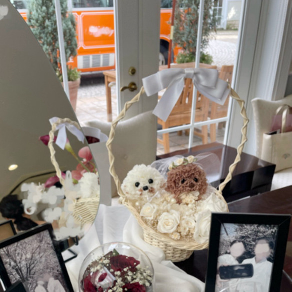 「これすごいね！」とゲストも喜ぶうちの子ウェルカムバスケット【オーダーメイド】世界で１つのウェディング まるで絵画のようなプリザーブドフラワーアレンジ　「フラワーフレーム　メヌエット」 ZY1427039600(10920円)