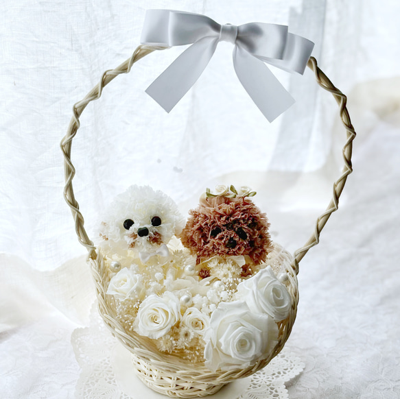 「これすごいね！」とゲストも喜ぶうちの子ウェルカムバスケット【オーダーメイド】世界で１つのウェディング まるで絵画のようなプリザーブドフラワーアレンジ　「フラワーフレーム　メヌエット」 ZY1427039600(10920円)