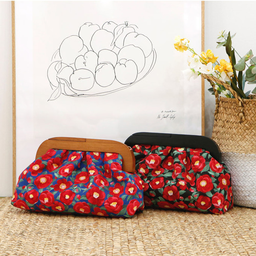 韓国製 大幅 花柄 椿柄 カメリア 生地 コットン100％ オックス Oxford