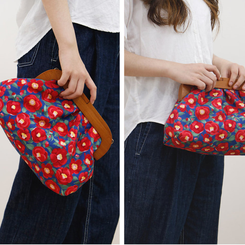 韓国製 大幅 花柄 椿柄 カメリア 生地 コットン100％ オックス Oxford