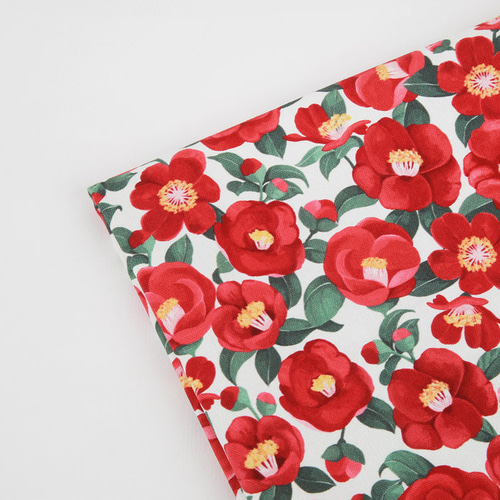 韓国製 大幅 花柄 椿柄 カメリア 生地 コットン100％ オックス Oxford