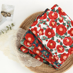 韓国製 大幅 花柄 椿柄 カメリア 生地 コットン100％ オックス Oxford