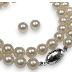 黒真珠ネックレス・イヤリング（ピアス）人口シルバーグレー