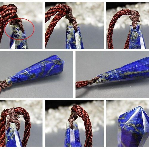 一点物訳有天然石ラピスラズリペンダントトップブラウン紐手作り 一点物訳有天然石ラピスラズリペンダントトップブラウン紐手作り