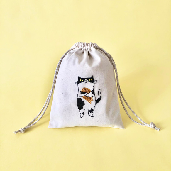 専用　ハンドメイド　刺繍巾着　刺繍ポーチ　猫　ラグドール　ミケ　茶トラ　ビーズ b56b122eddf4a33196c0d956380dc9