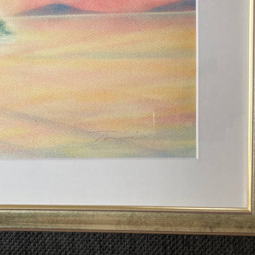 夕陽を眺める景色 パステル画 原画 54.0×39.5 夕陽を眺める景色 パステル画 原画 54.0×39.5