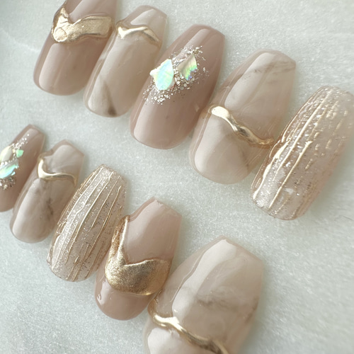 大人上品ネイルチップ/ヌーディーカラーの大人ニュアンスネイル/大人の