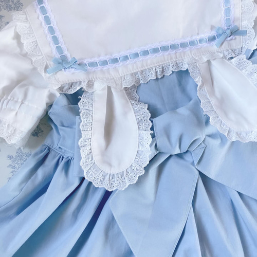 ◇受注製作◇うさ耳付きセーラーワンピース2段フリル 子供服