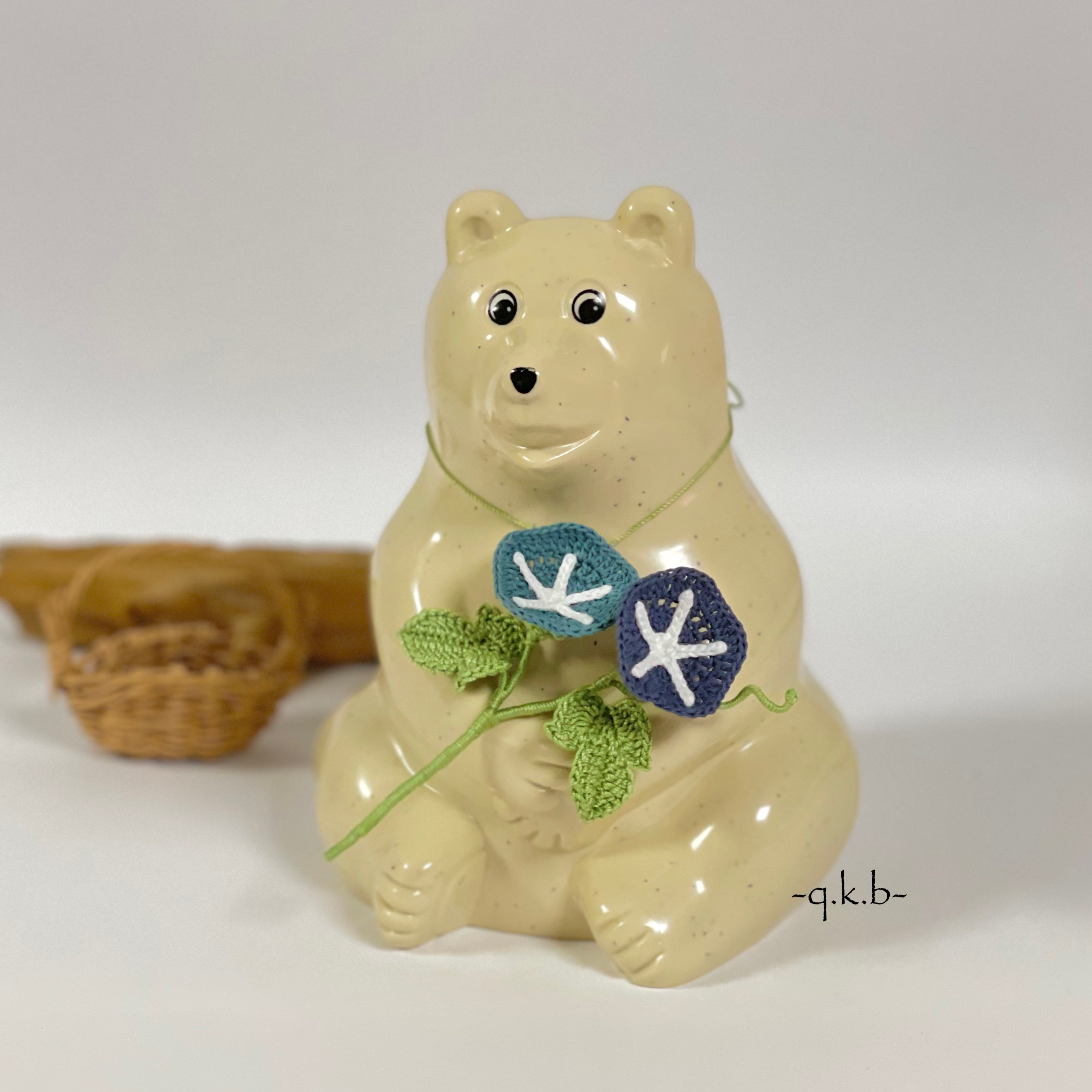 しろくま貯金箱用】渋色朝顔摘み その他インテリア雑貨 q-k-b