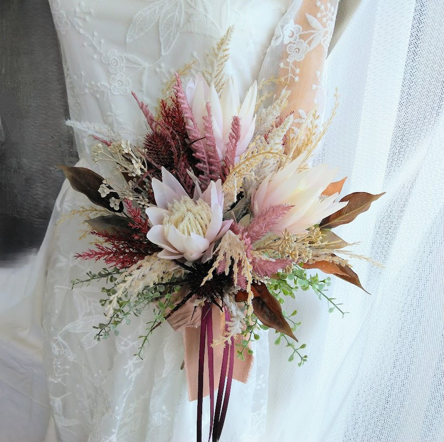 見本＊白とピンクのバラの上品キャスケードブーケ＊お花イメージ 見本＊白とピンクのバラの上品キャスケードブーケ＊お花イメージ